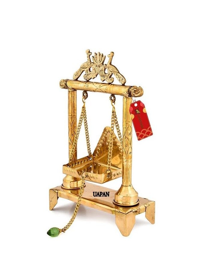 UAPAN Brass Spiritual Handicrafted Pooja Jhula | Swing | Palana | Nand Gopal Palana I Lord Ganesha, Brass Statue(Small Brass Jhula) - Image 2